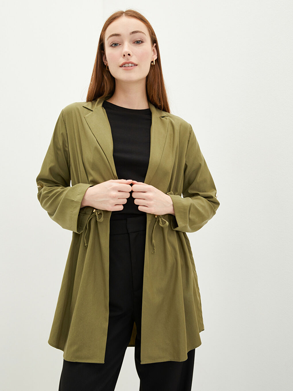 Яке с яка, изчистен дизайн, дълъг ръкав, яке за жени-1