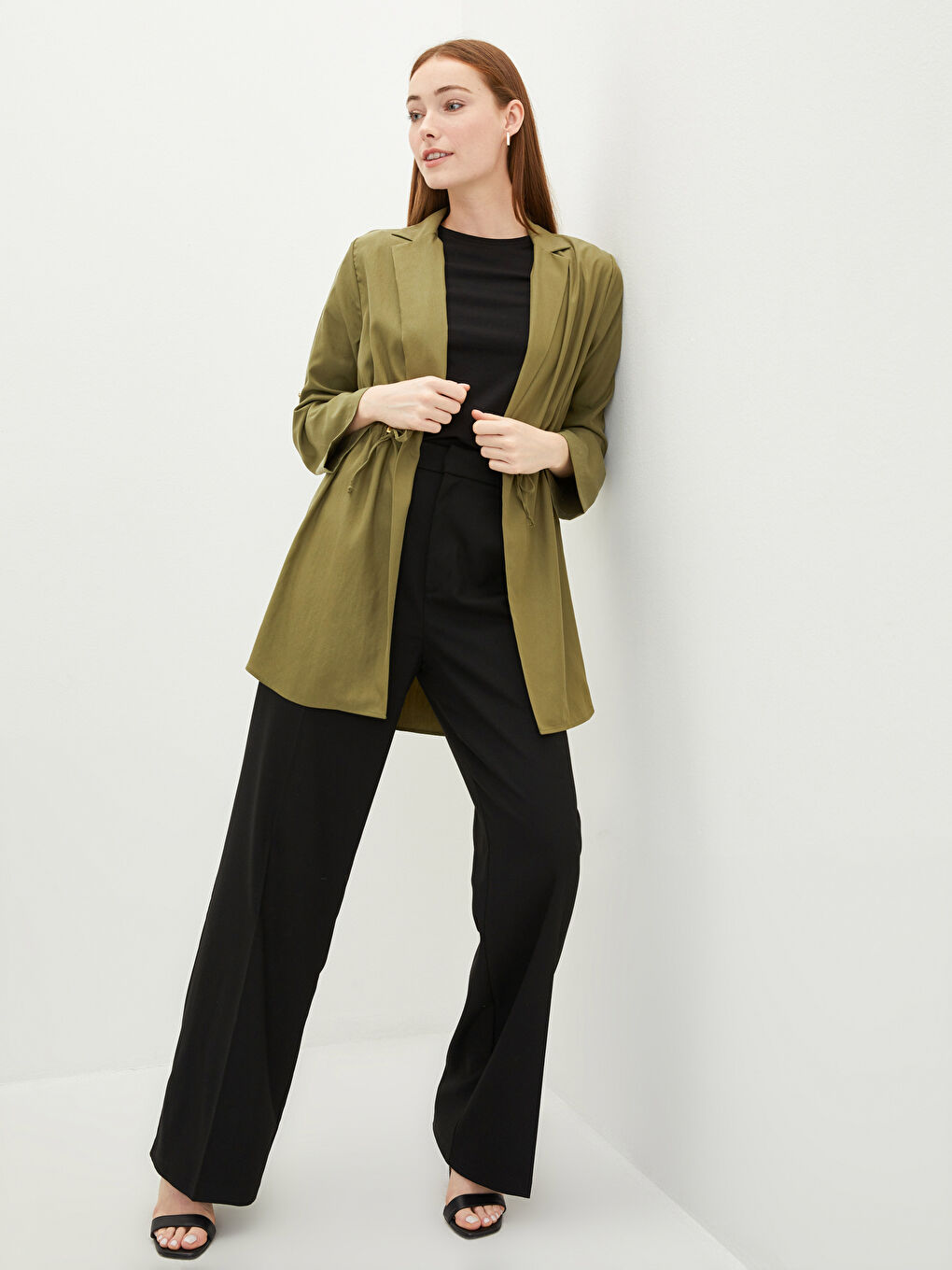 Яке с яка, изчистен дизайн, дълъг ръкав, яке за жени-2