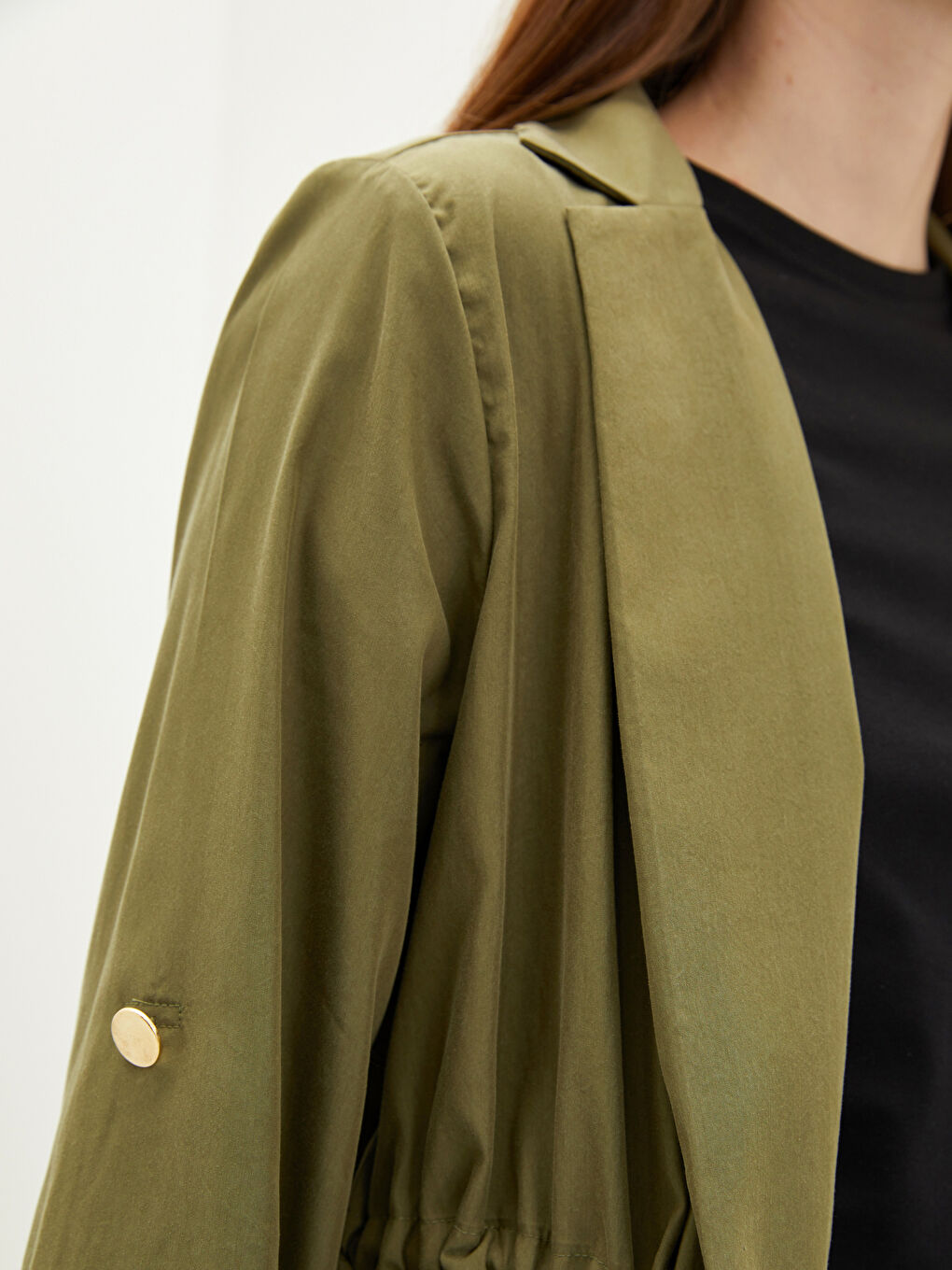 Яке с яка, изчистен дизайн, дълъг ръкав, яке за жени-3