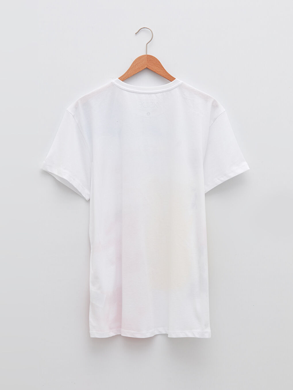 Beyaz Bisiklet Yaka Kısa Kollu Baskılı Penye Erkek Tişört-1