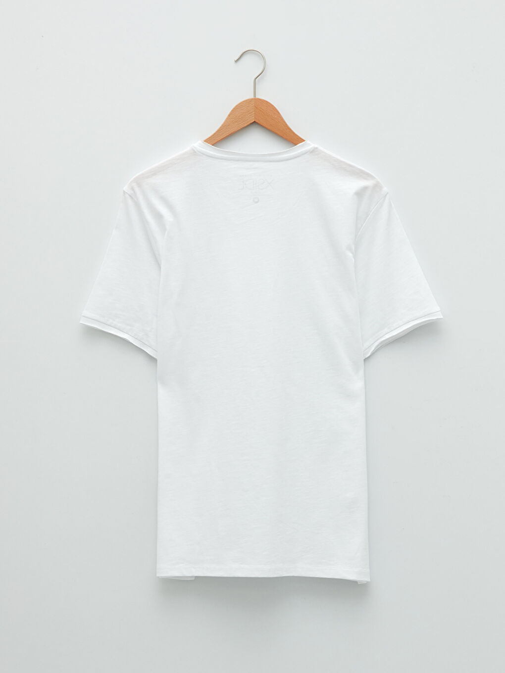 Beyaz Bisiklet Yaka Kısa Kollu Basic Penye Erkek Tişört-1
