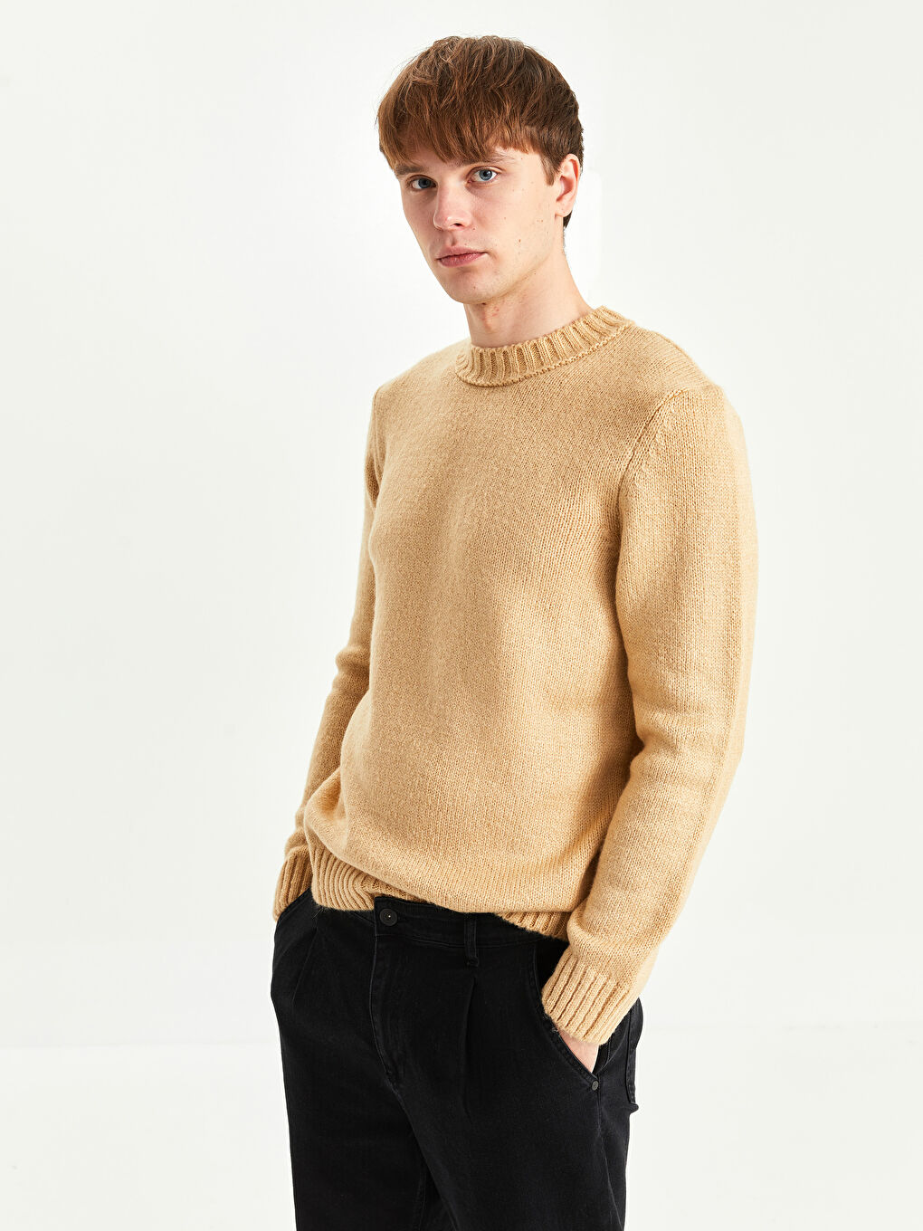 Half Turtleneck Long Sleeve Men's Knitwear Sweater-1