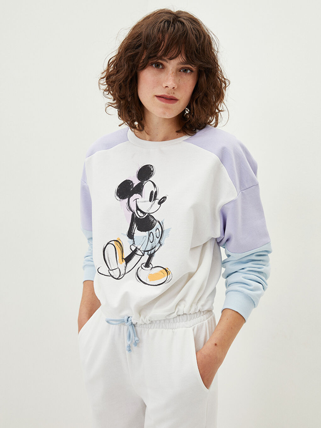 LCW Vision Crew Neck Mickey Mouse Printed Long Sleeve