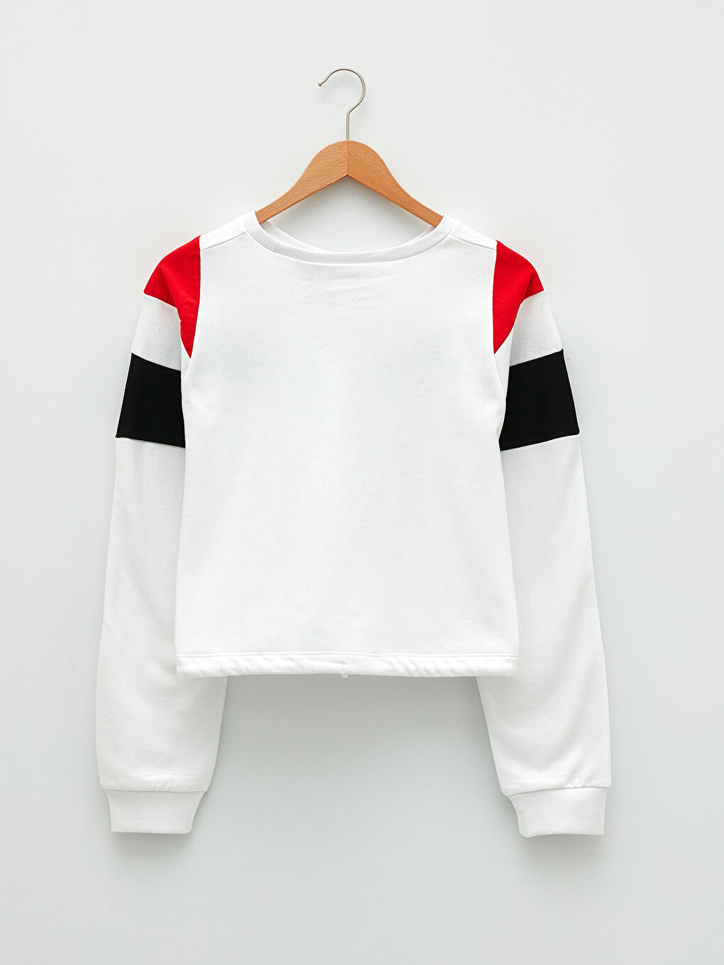 Beyaz Bisiklet Yaka Mickey Mouse Baskılı Uzun Kollu Kadın Sweatshirt-6