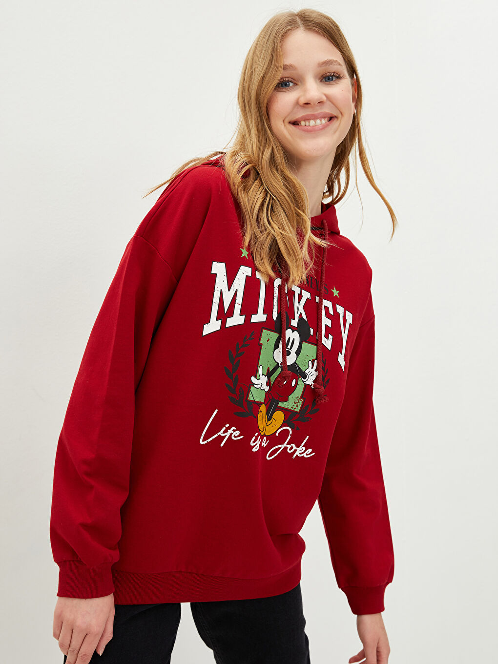 Sweatshirt à capuche Mickey Mouse imprimé à manches longues pour Femmes