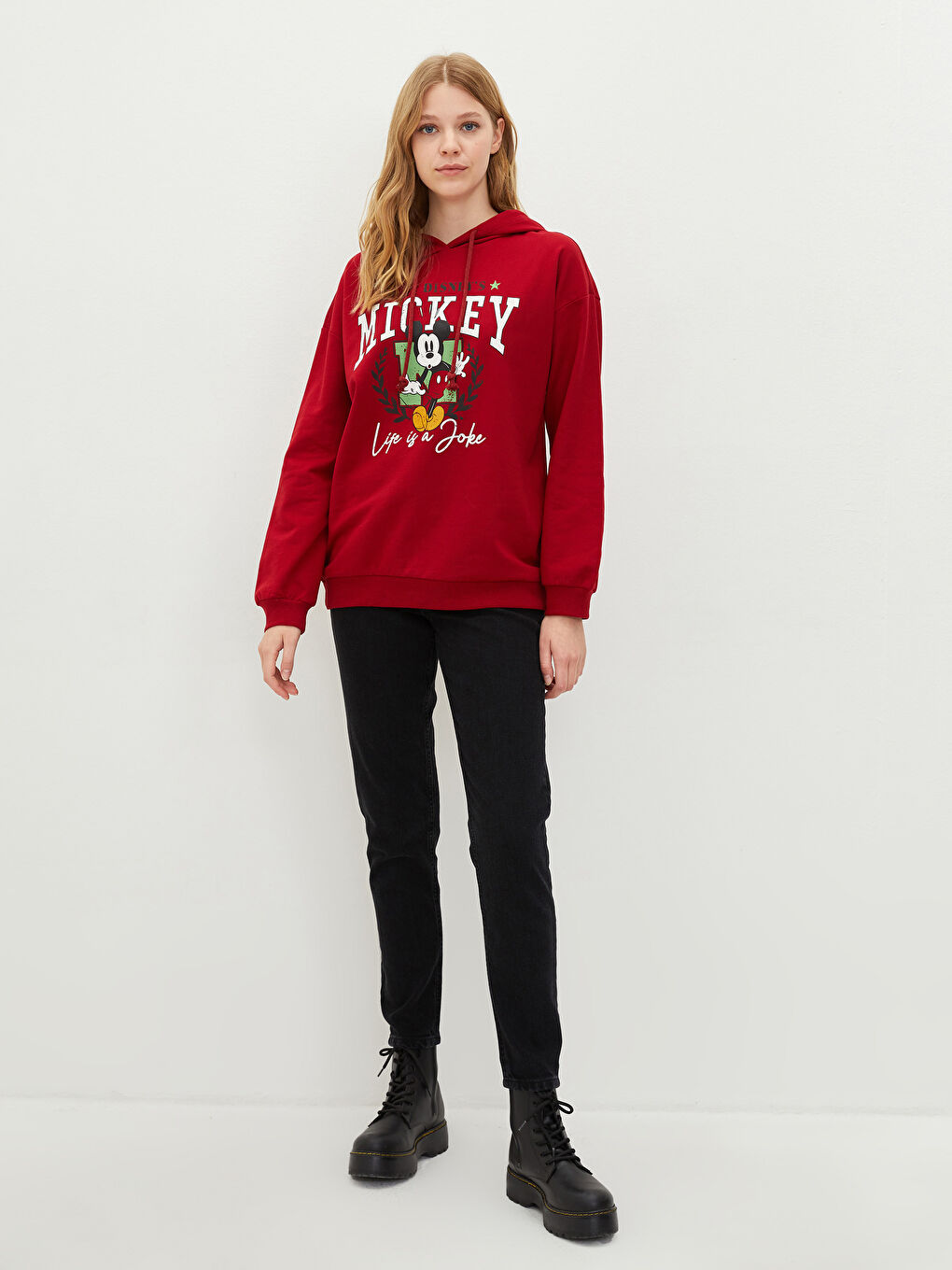 Sweatshirt à capuche Mickey Mouse imprimé à manches longues pour Femmes-3