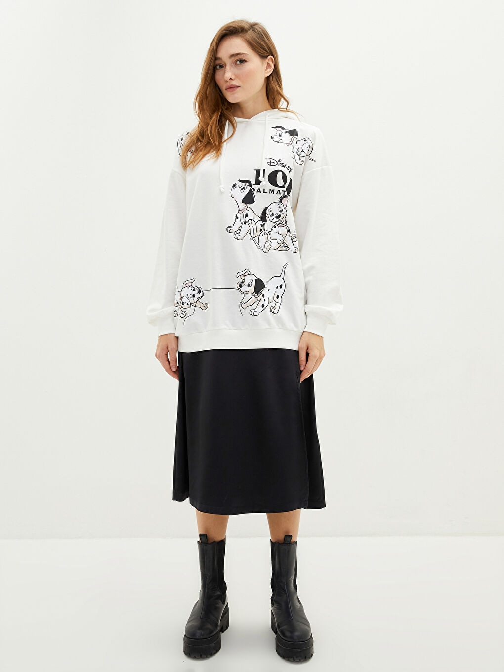 LCW Vision Hoodie 101 Dalmatians Printed Long Sleeve Women's Sweatshirt -W1IG53Z8-D3W
