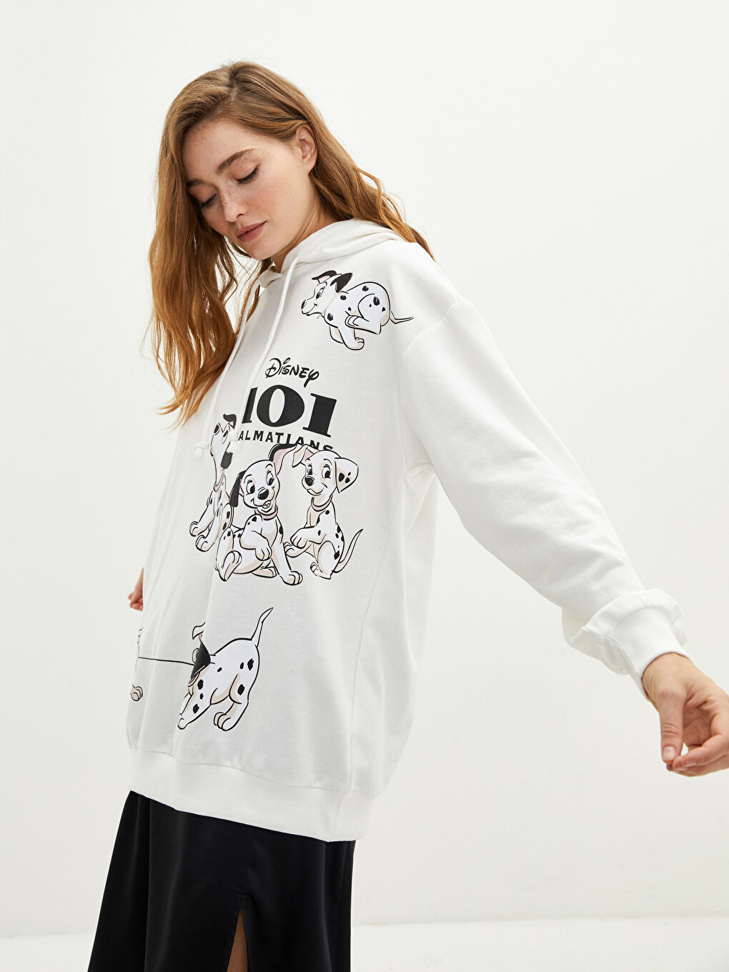 LCW Vision Hoodie 101 Dalmatians Printed Long Sleeve Women's Sweatshirt -W1IG53Z8-D3W