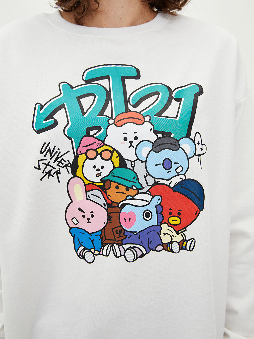 Hanorac cu Guler Rotund Imprimat cu Mânecă Lungă pentru Femei-3