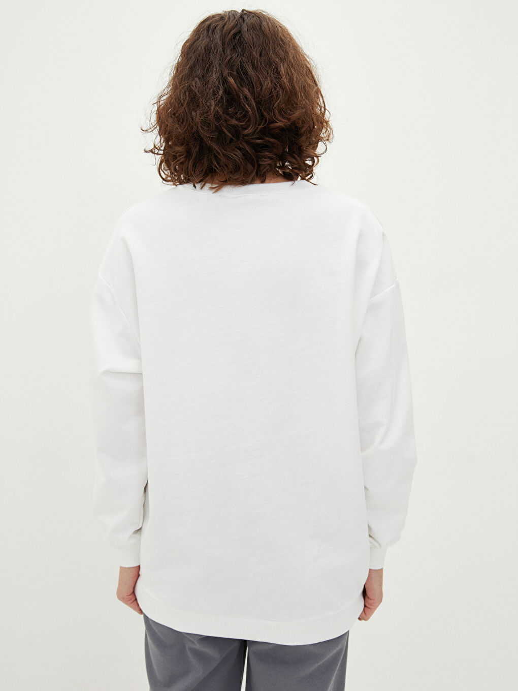 Hanorac cu Guler Rotund Imprimat cu Mânecă Lungă pentru Femei-4