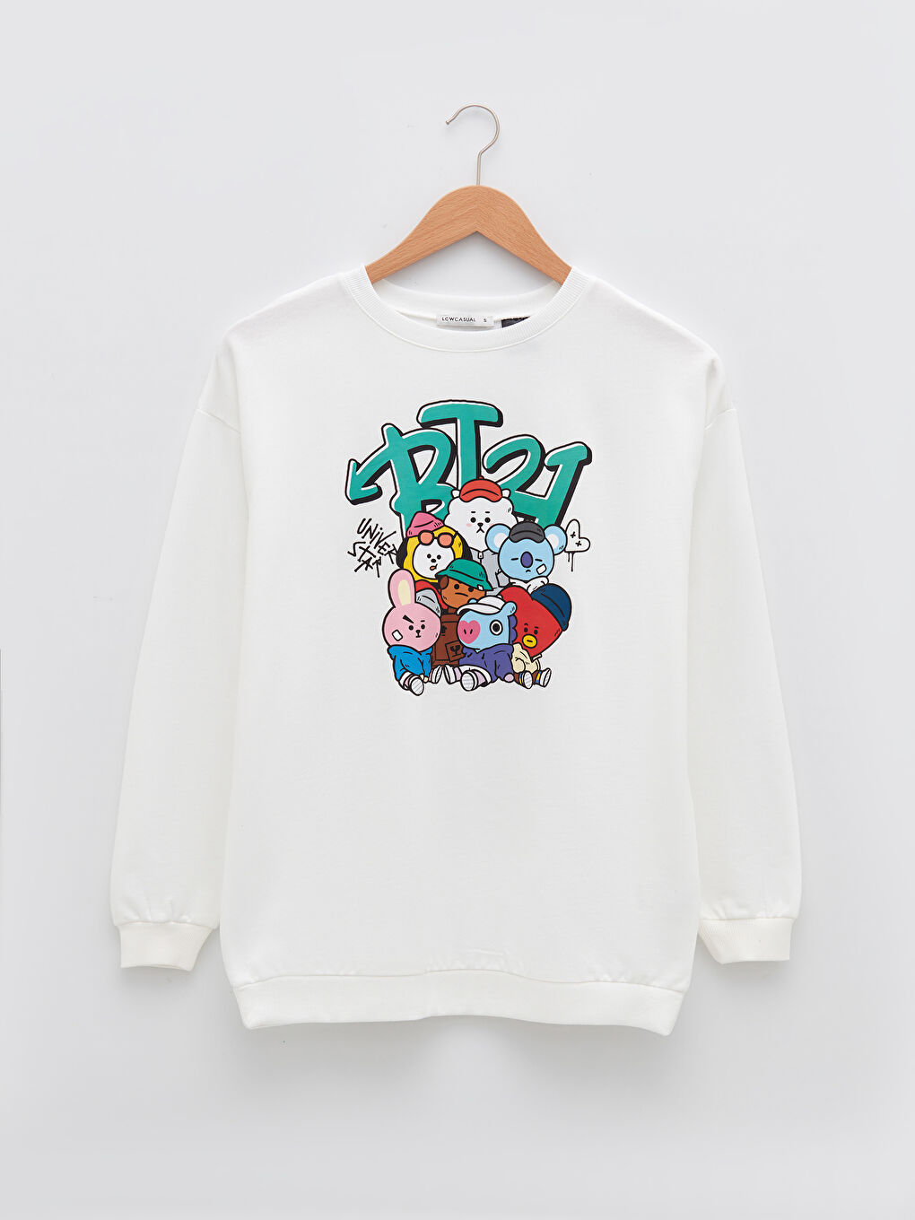 Hanorac cu Guler Rotund Imprimat cu Mânecă Lungă pentru Femei-5