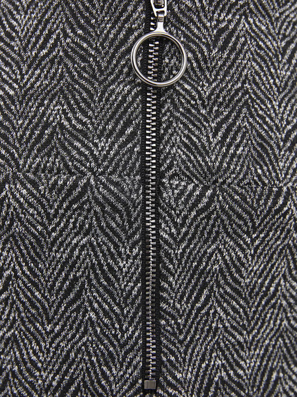 Front Zipper Patterned A Cut Ponte Fabric Women's Skirt-2