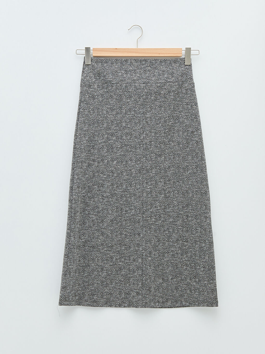 Front Zipper Patterned A Cut Ponte Fabric Women's Skirt-6