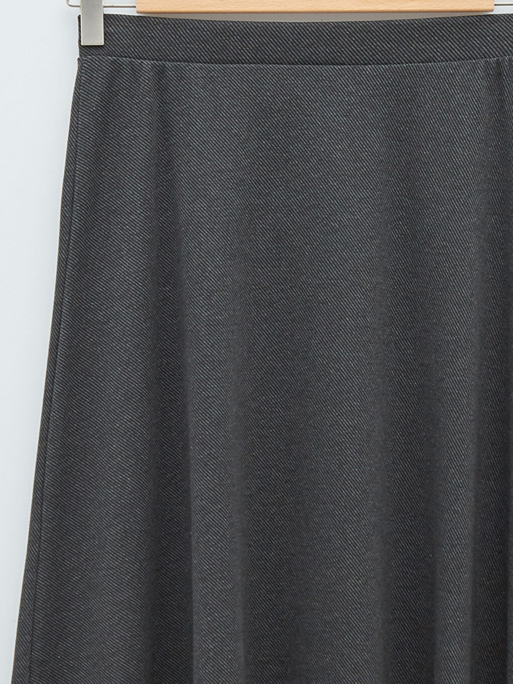 Antrasit Beli Lastikli A Kesim Düz Ponte Kumaş Kadın Etek-6