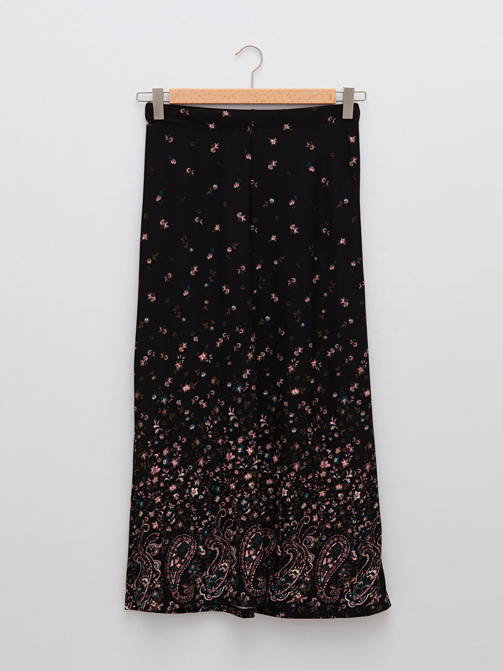 Siyah Beli Lastikli Desenli A Kesim Kadın Etek-6