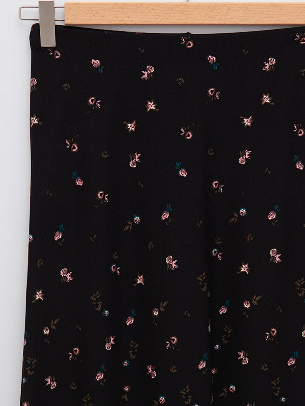 Siyah Beli Lastikli Desenli A Kesim Kadın Etek-7