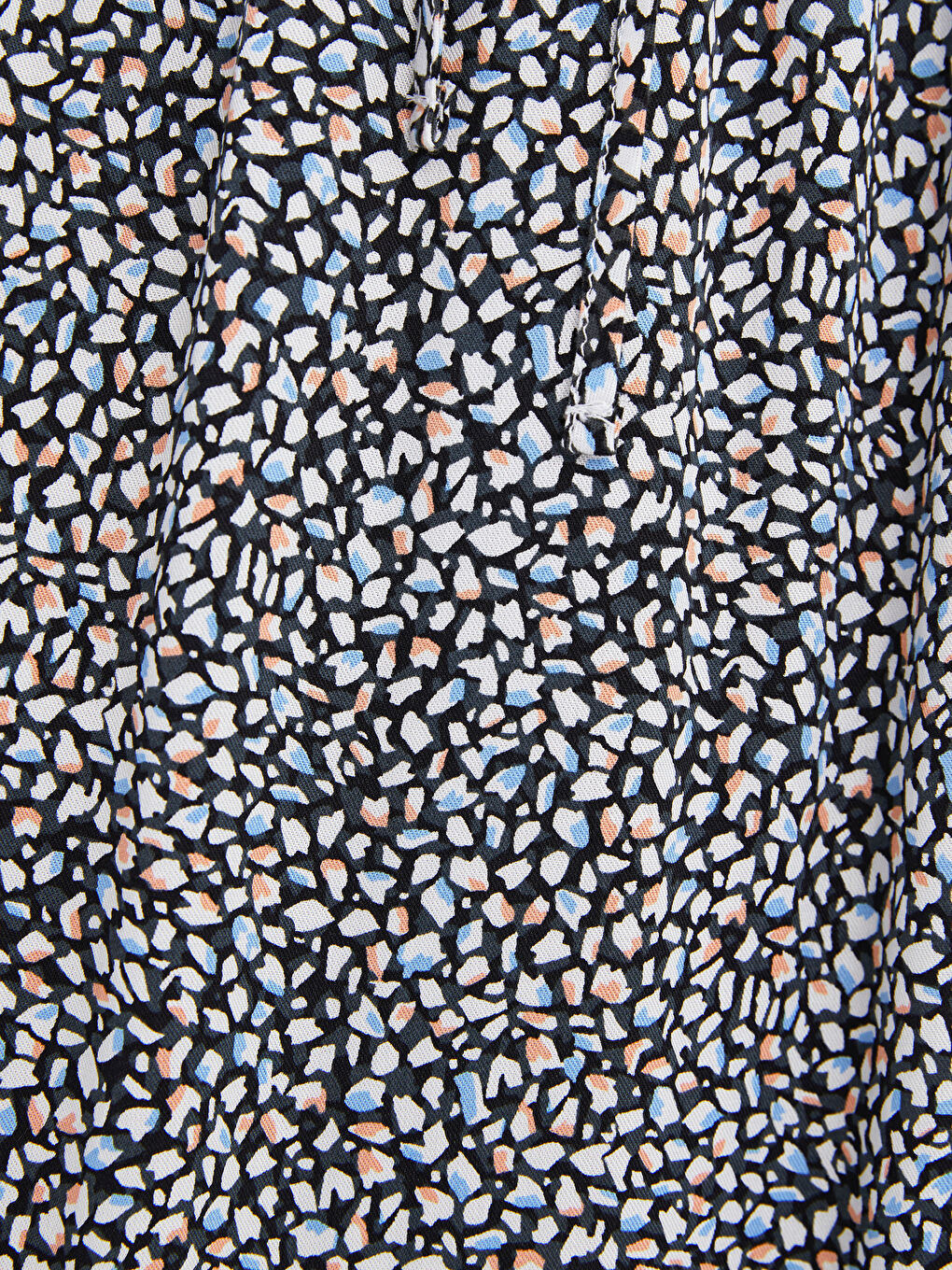 Ekru Beli Lastikli Desenli A Kesim Viskon Kadın Etek-2