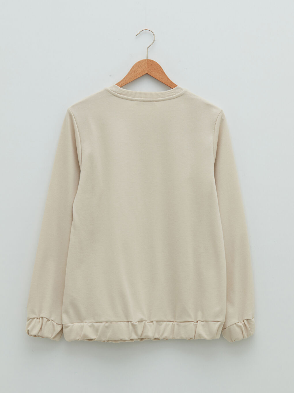 Әйелдерге арналған өрнексіз дөңгелек жағалы ұзын жең свитшот-6