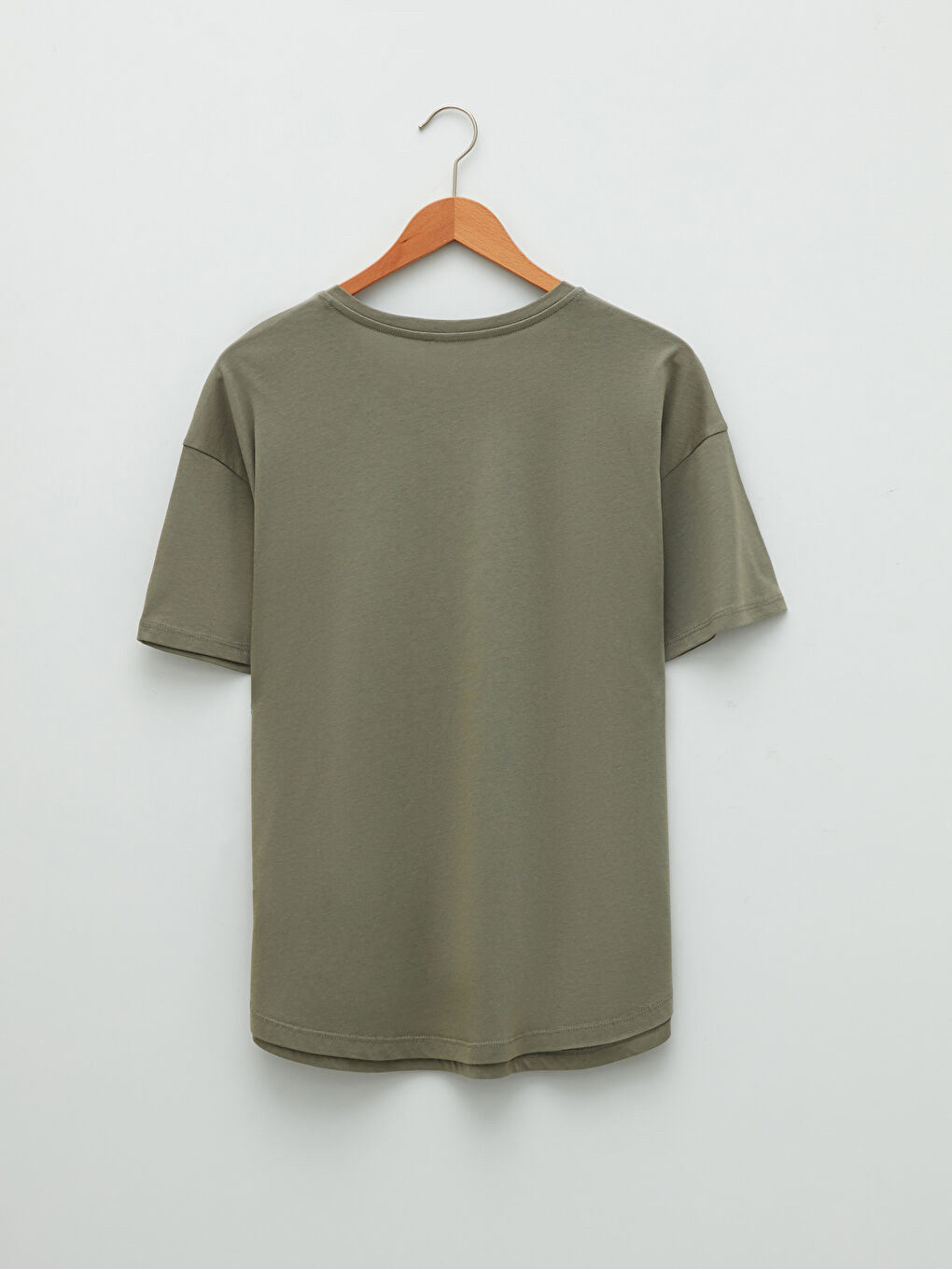 Yeşil Bisiklet Yaka Düz Kısa Kollu Kadın Tişört-6