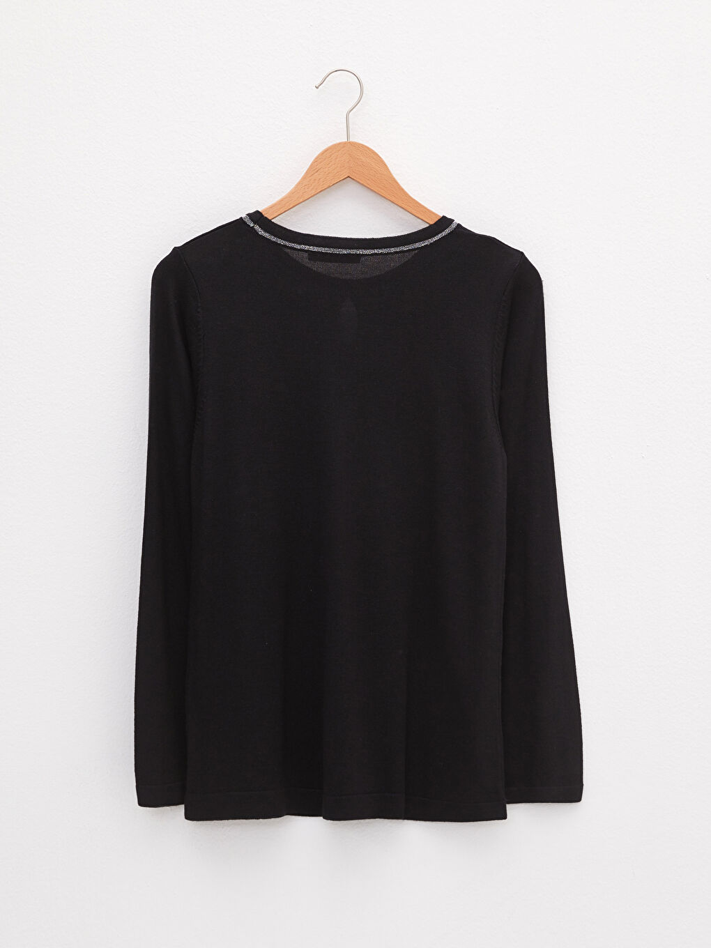 Свитер из трикотажа с длинным рукавом и полосатой отделкой, круглый вырез, для женщин-6