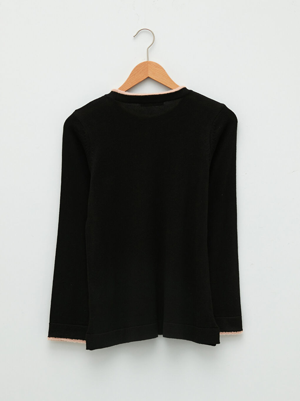 سترة تريكو بياقة دائرية كم طويل منقوشة للسيدات-6