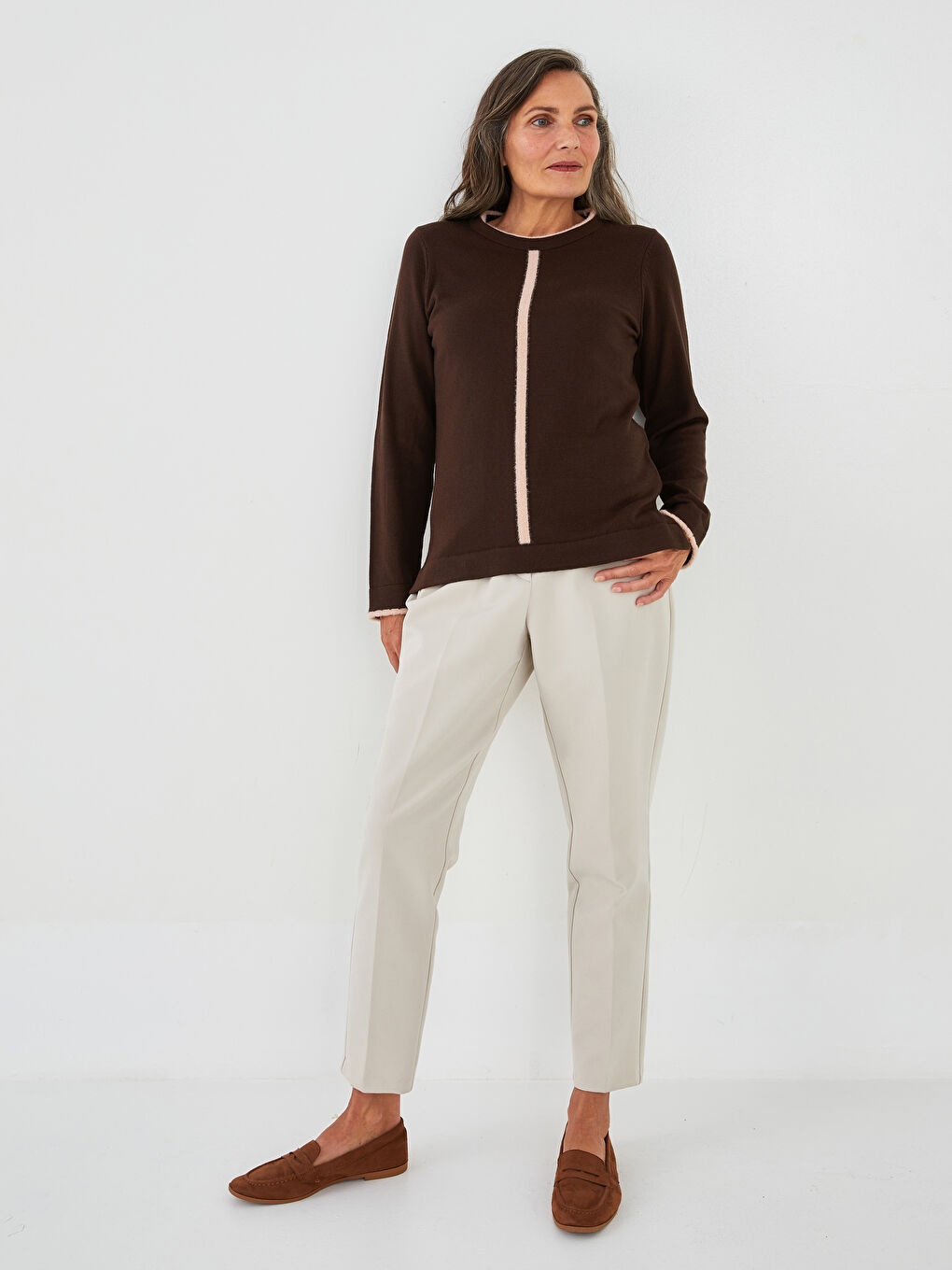 LCW Grace Crew Neck Patterned Long Sleeve Women's Knitwear Sweater -W1IH34Z8-RU0