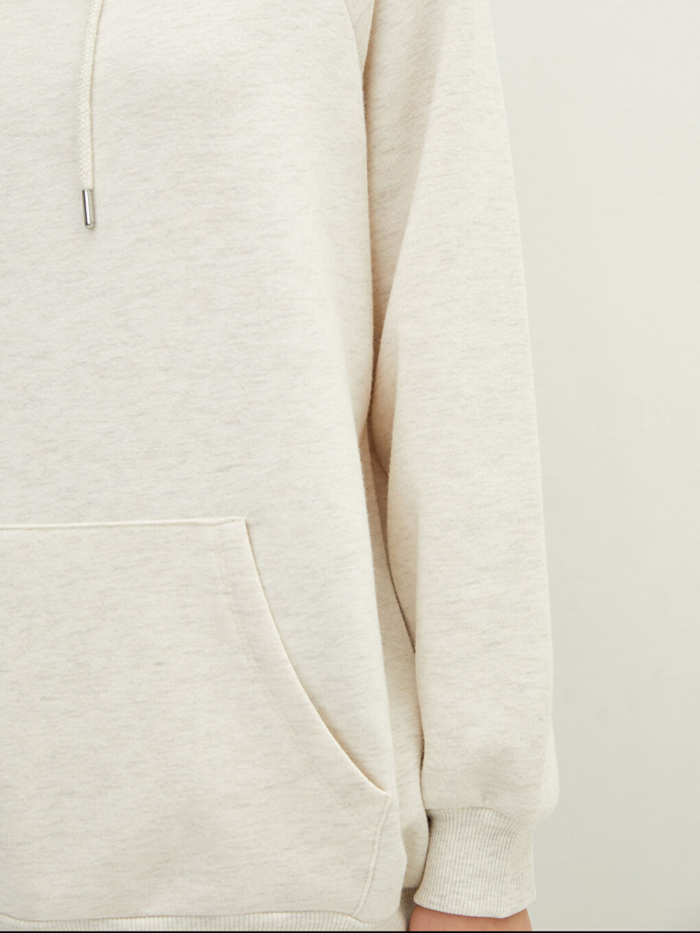 Bej Kadın Kalın Hoodie-2