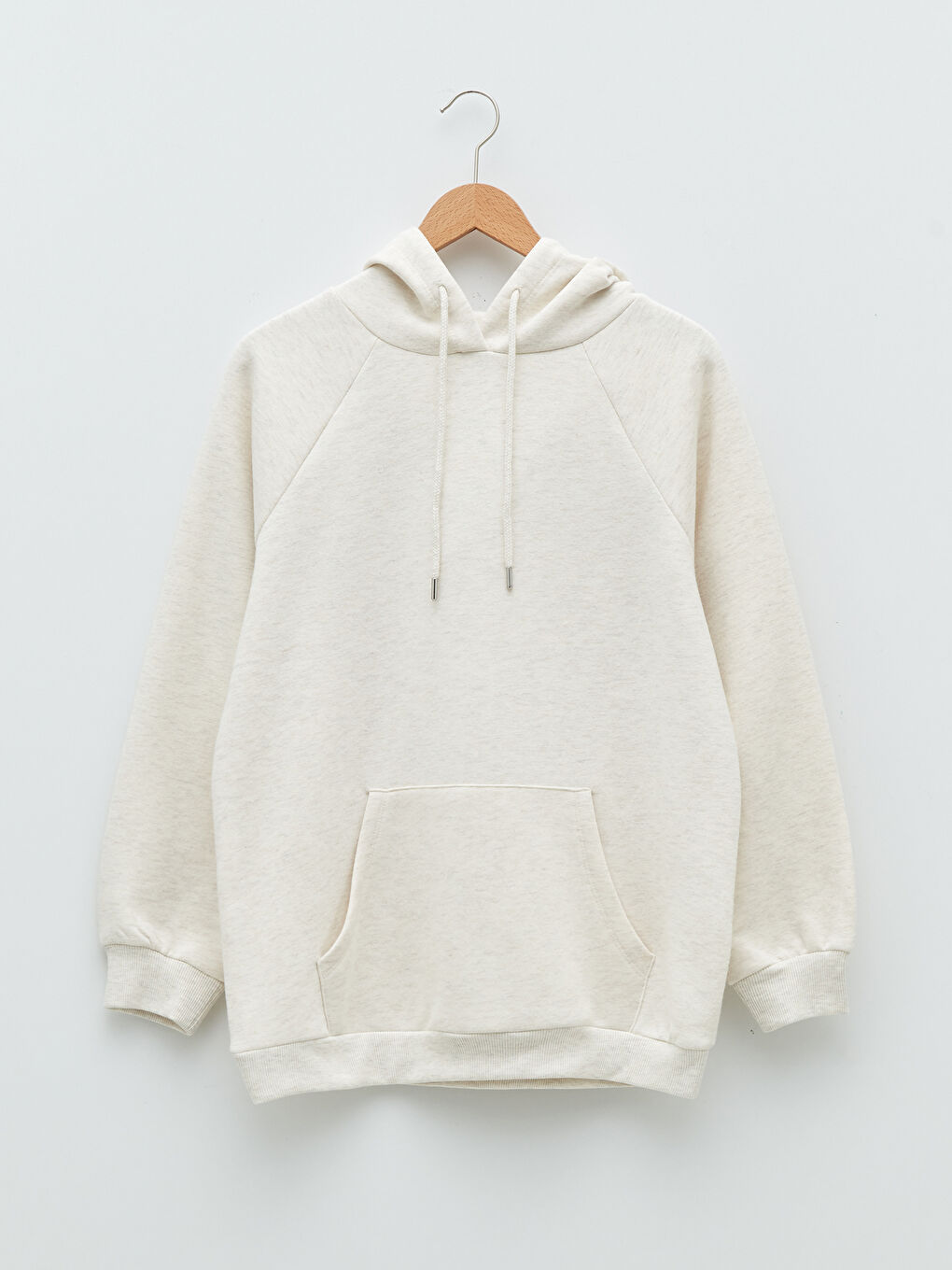 Bej Kadın Kalın Hoodie-4
