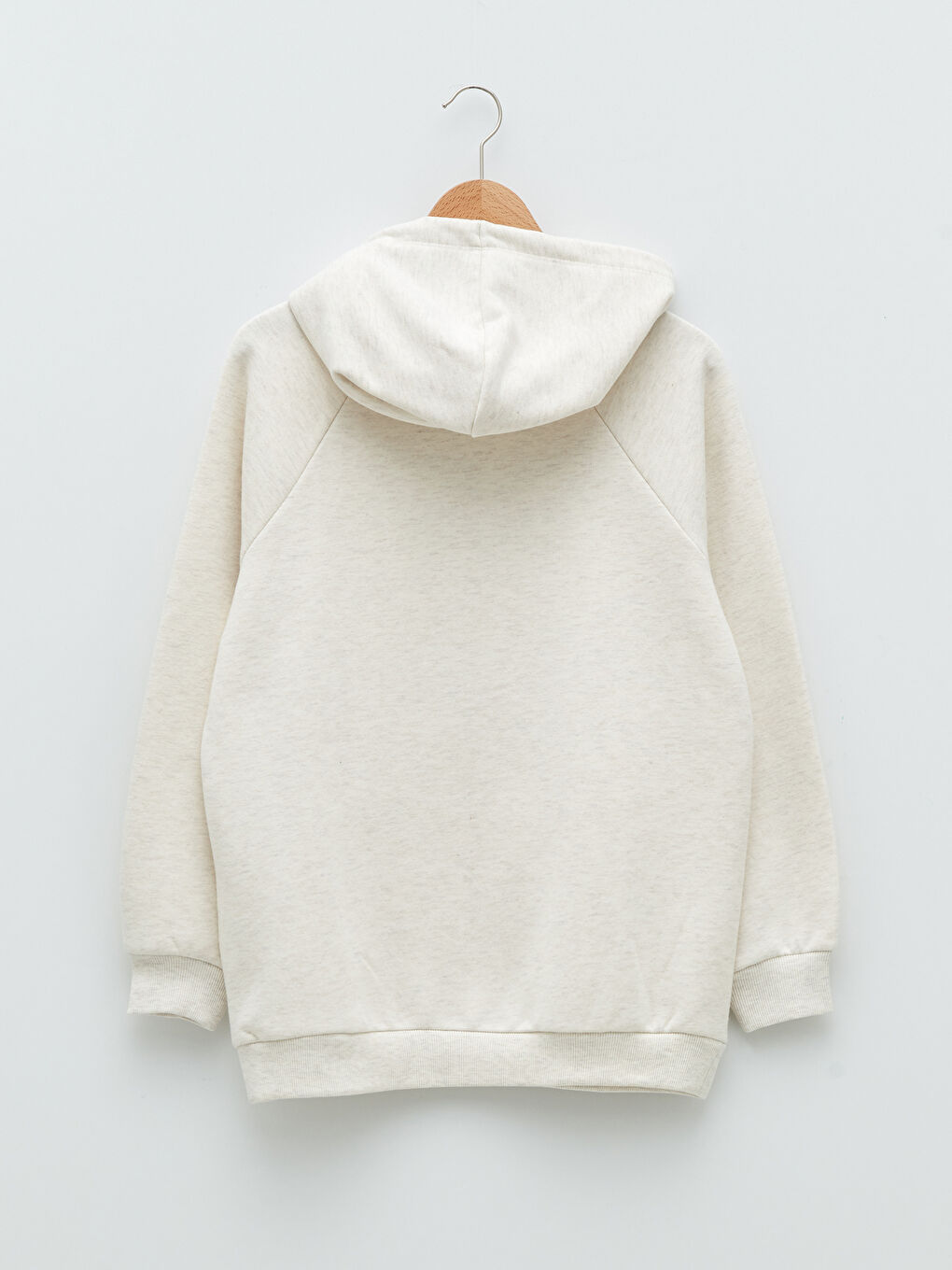 Bej Kadın Kalın Hoodie-5