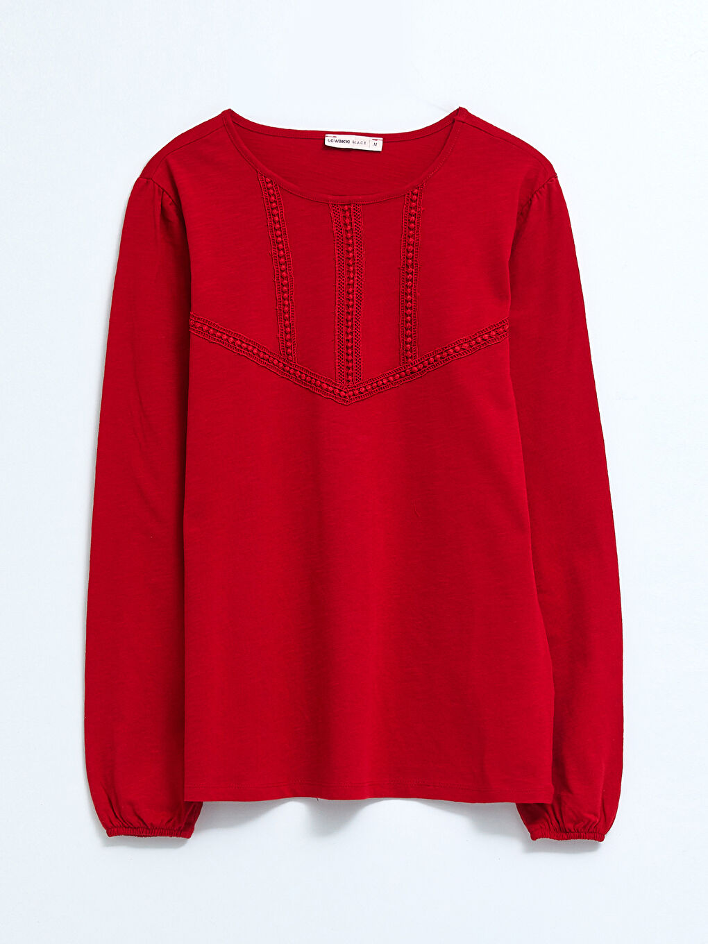 Crew Neck Embroidered Long Sleeve Cotton Women's T-Shirt-5