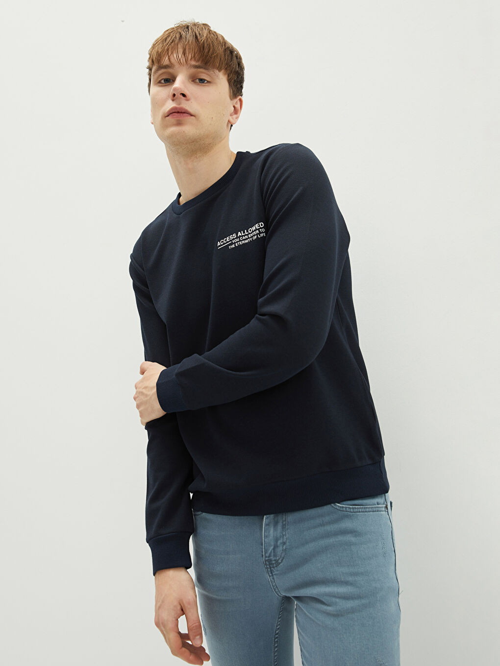 Толстовка с круглым вырезом, длинным рукавом, с принтом, толстая, для мужчин