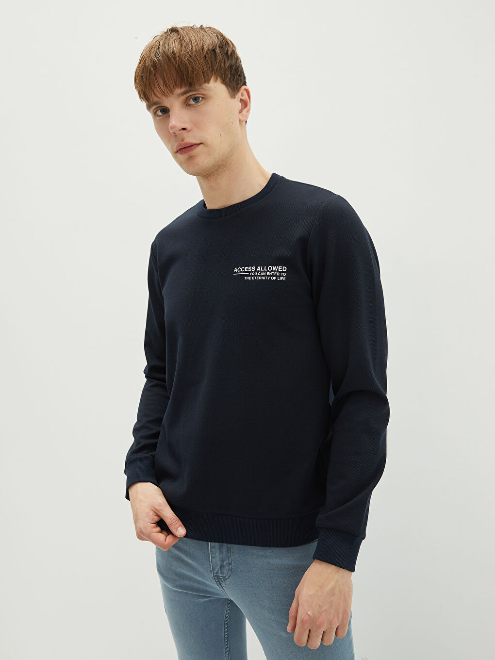 Толстовка с круглым вырезом, длинным рукавом, с принтом, толстая, для мужчин-1