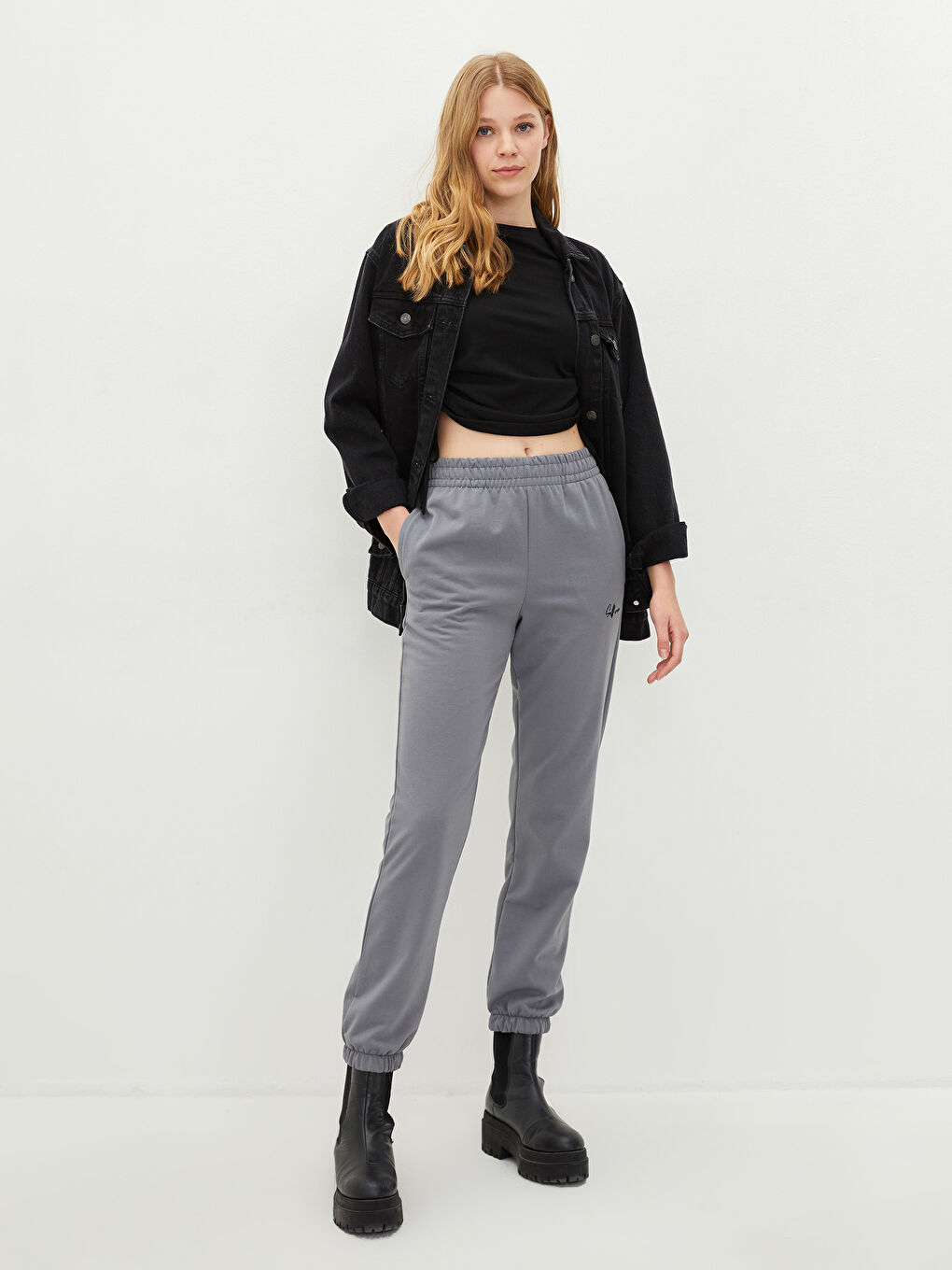 Elastic Waist Slogan Printed Women's Jogger Sweatpants