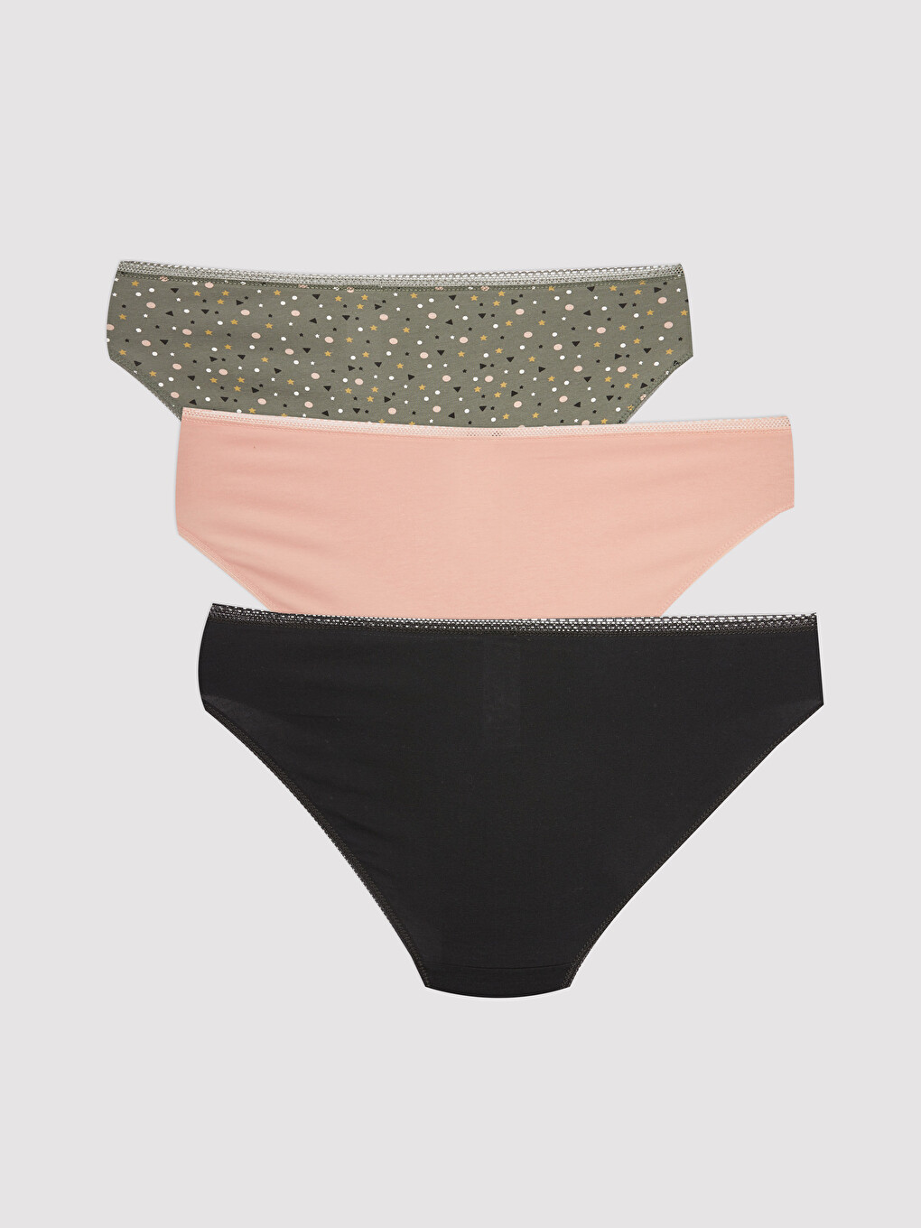 Pembe Desenli Bikini Külot 3'lü Paket-1