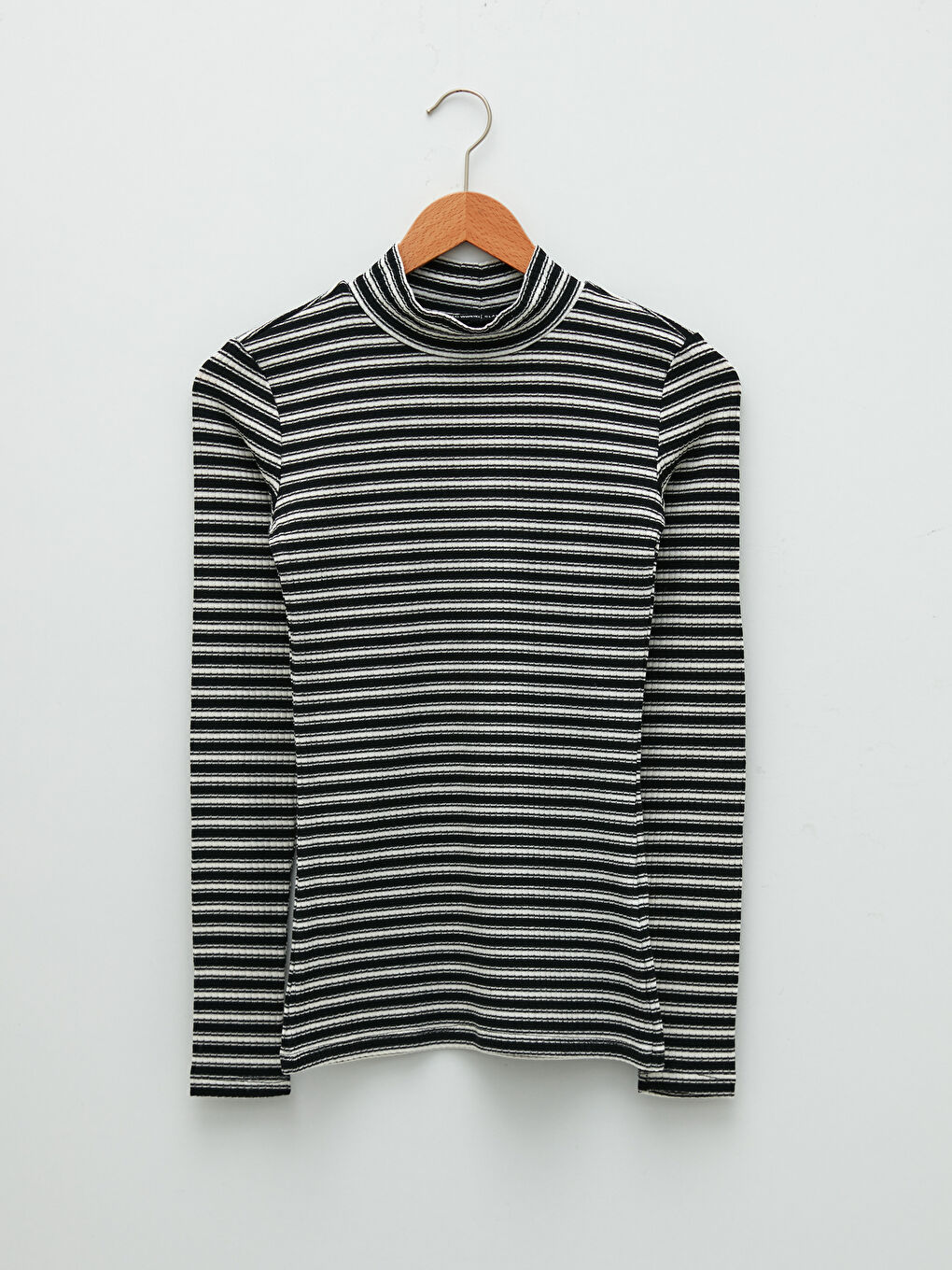 LCWAIKIKI Basic Standing Collar Striped Long Sleeve Camisole Women's T-Shirt -W1IH84Z8-LEG