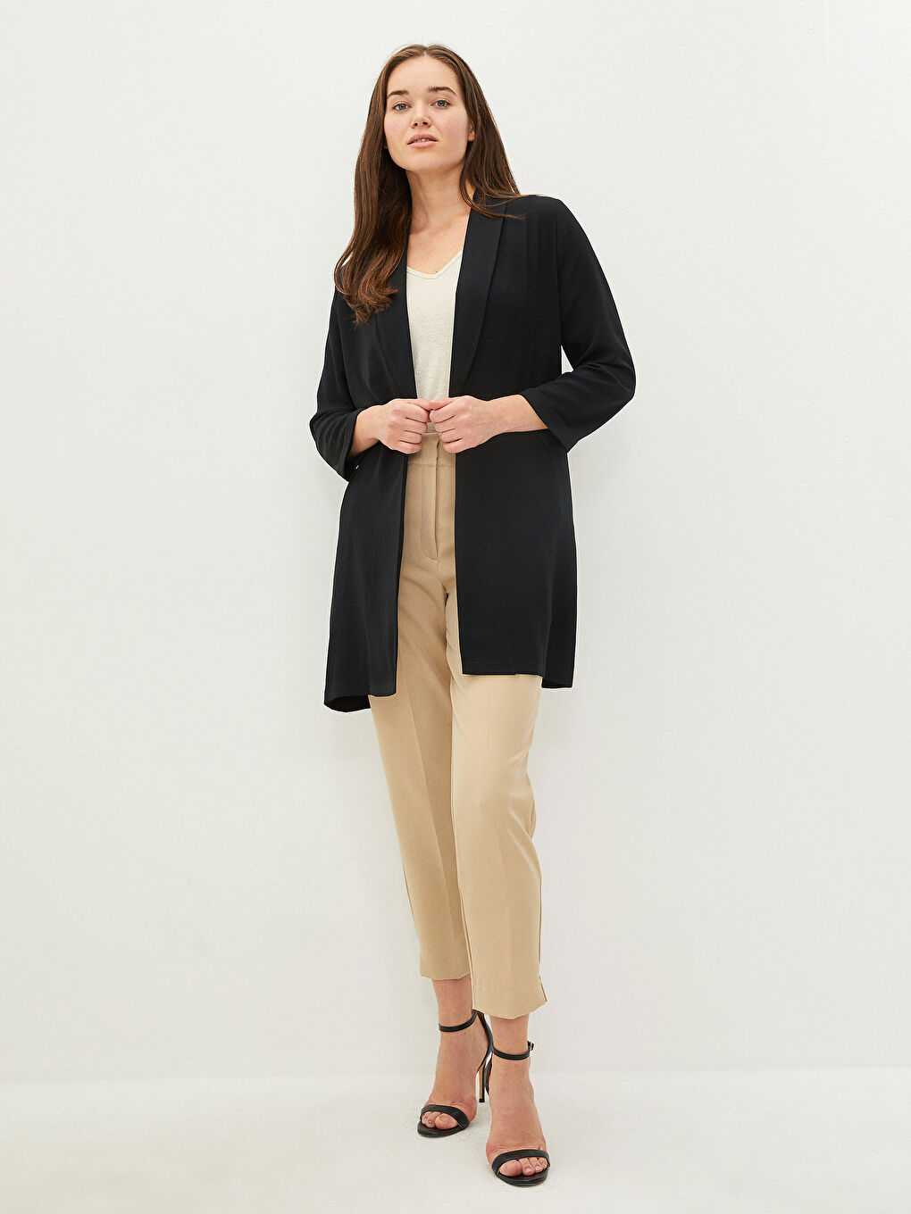 LCWAIKIKI Classic Shawl Collar Straight Long Sleeve Women's Blazer Jacket -W1IH93Z8-CVL