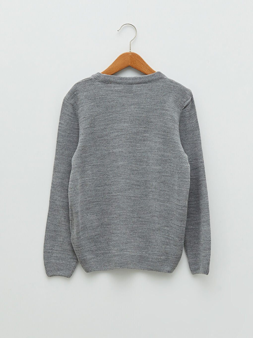 Crew Neck Patterned Long Sleeve Boy Tricot Sweater-1