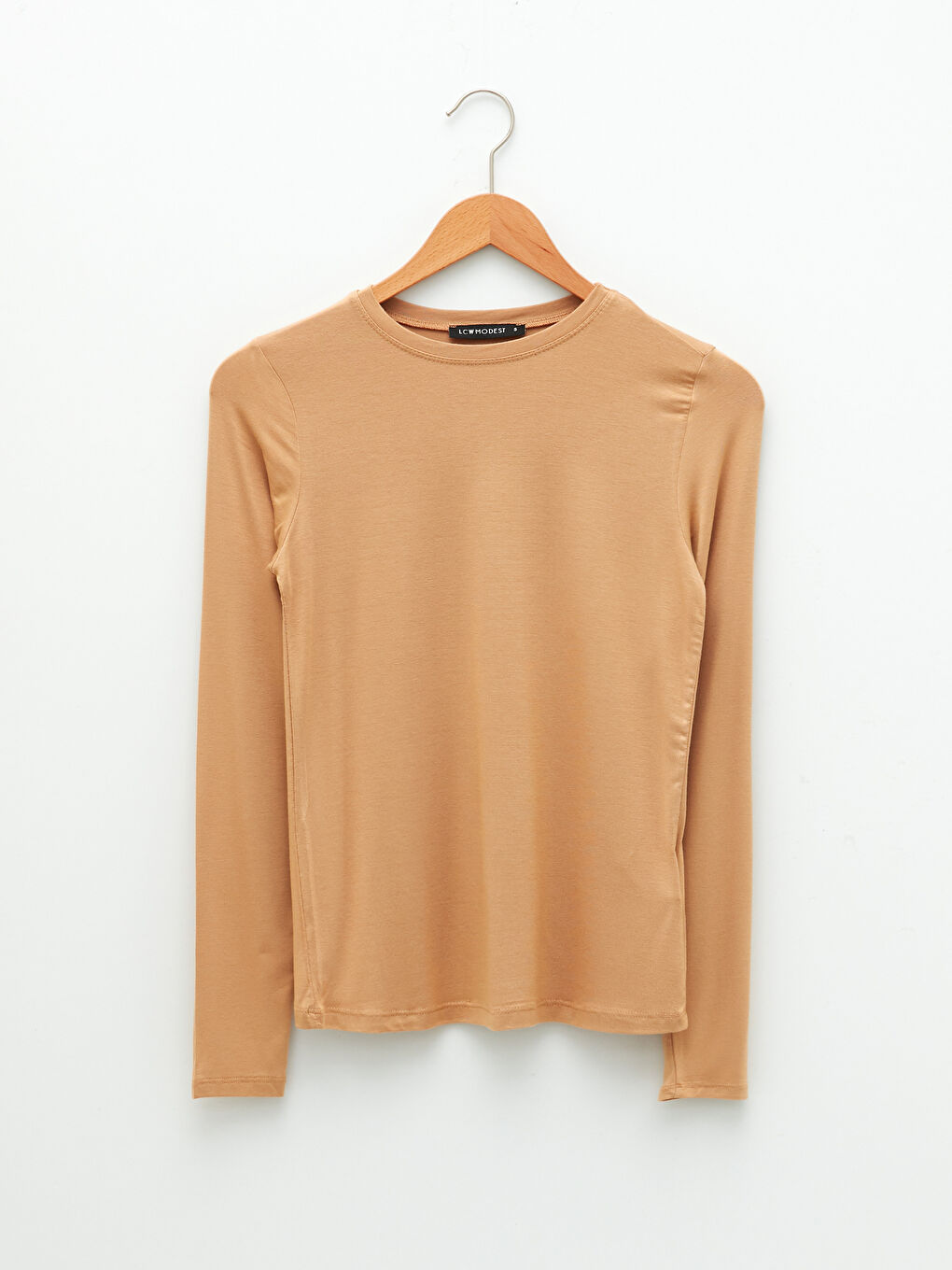 Crew Neck Plain Long Sleeve Women's T-Shirt-4