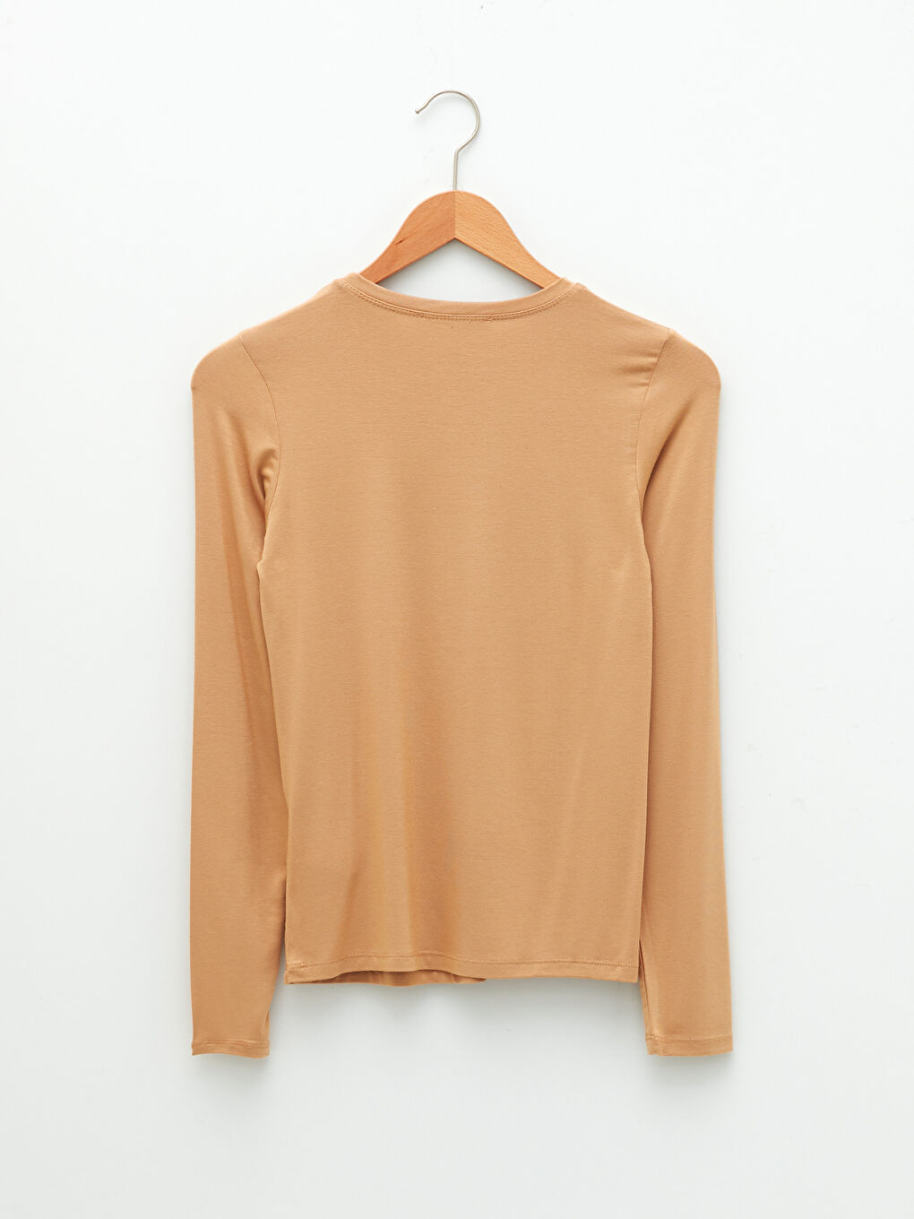 Crew Neck Plain Long Sleeve Women's T-Shirt-5