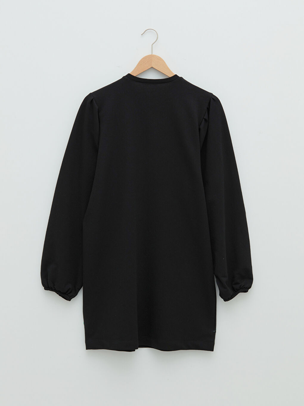 Siyah Bisiklet Yaka Çiçekli Uzun Kollu Kadın Sweatshirt Tunik-6