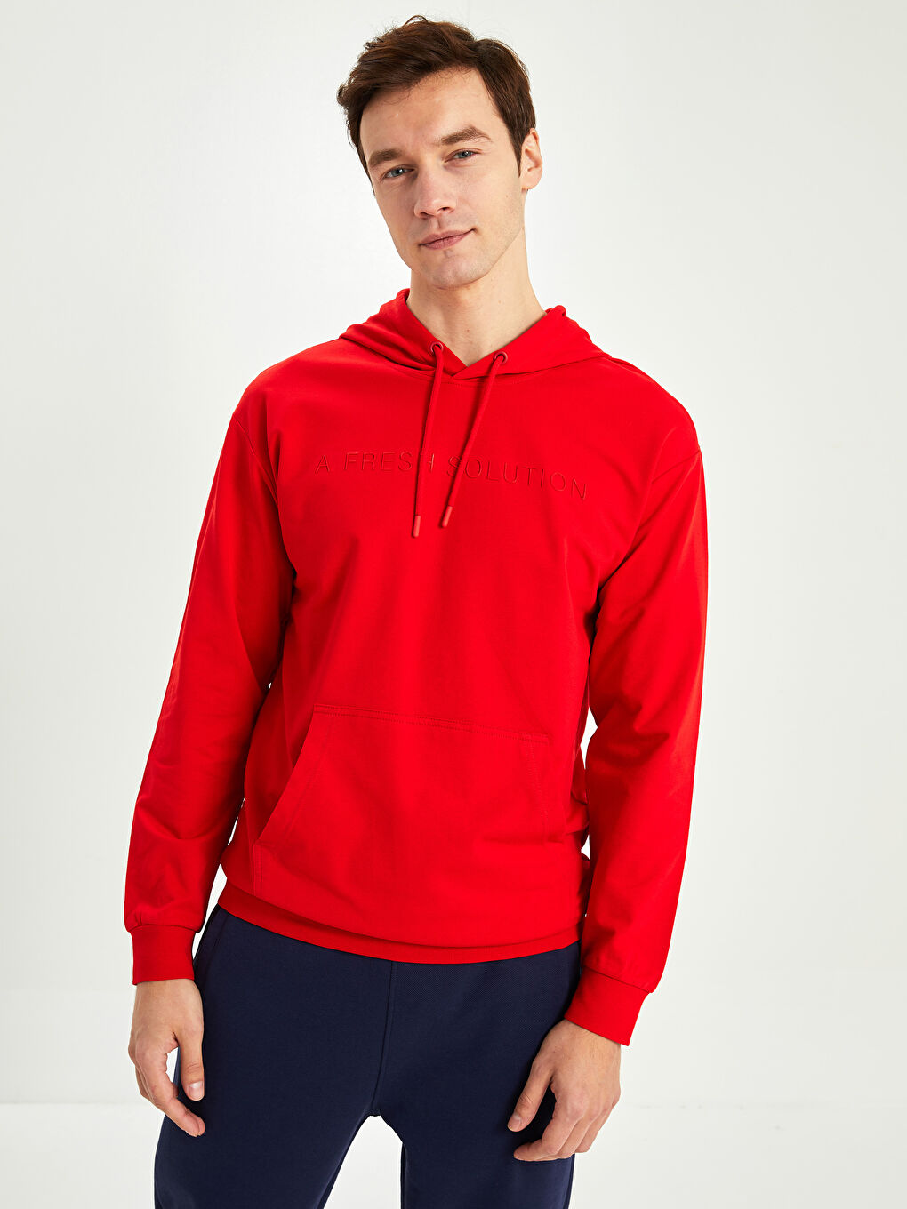 Kırmızı Oversize Uzun Kollu Baskılı Unisex Hoodie-1