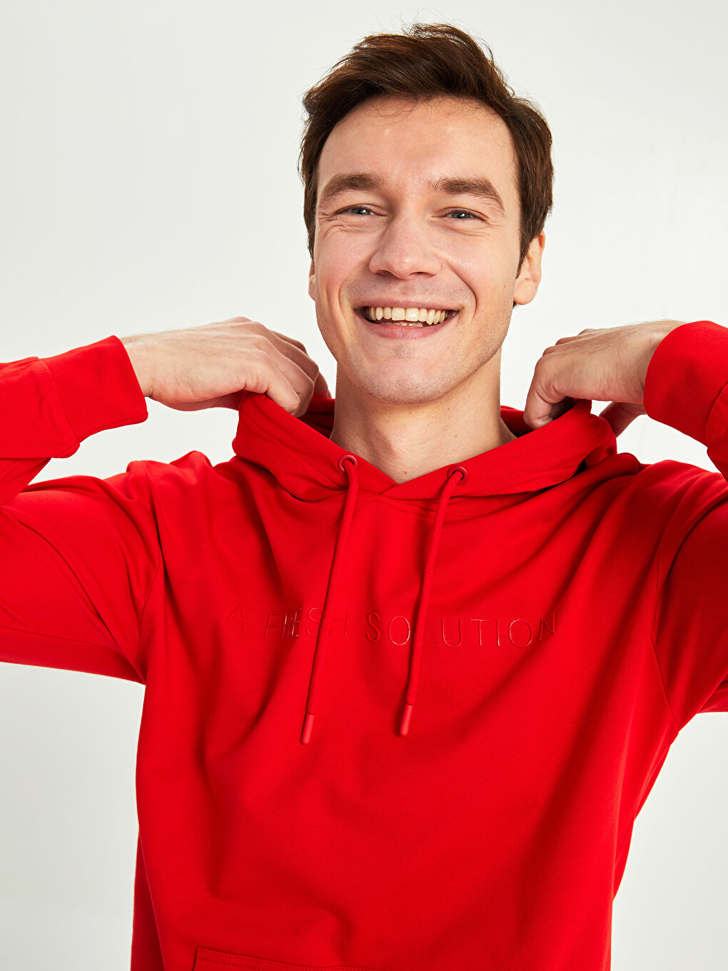 Kırmızı Oversize Uzun Kollu Baskılı Unisex Hoodie-2