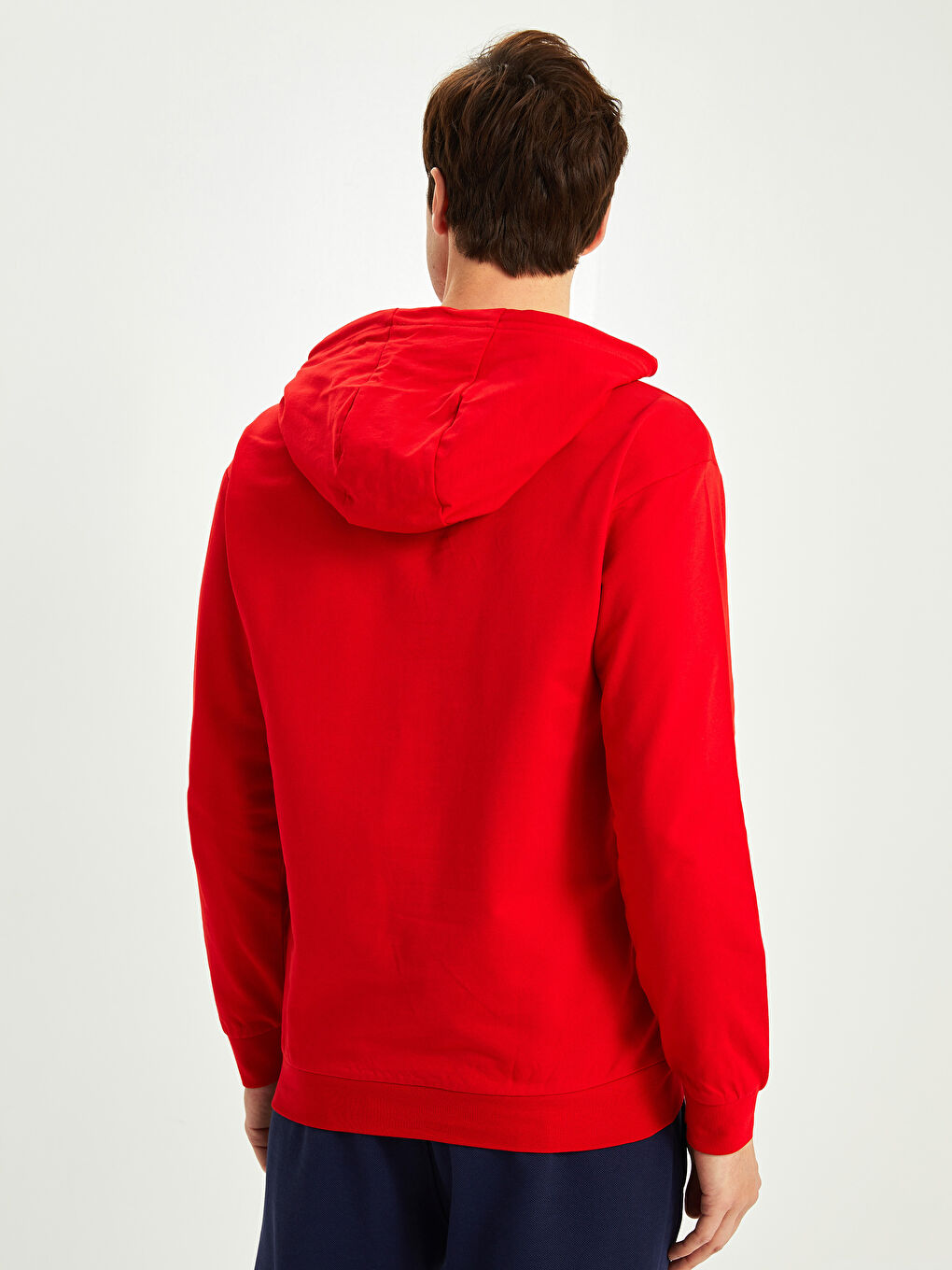 Kırmızı Oversize Uzun Kollu Baskılı Unisex Hoodie-5