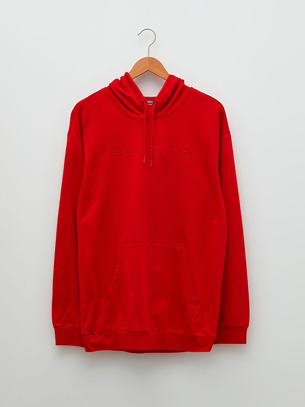 Kırmızı Oversize Uzun Kollu Baskılı Unisex Hoodie-6