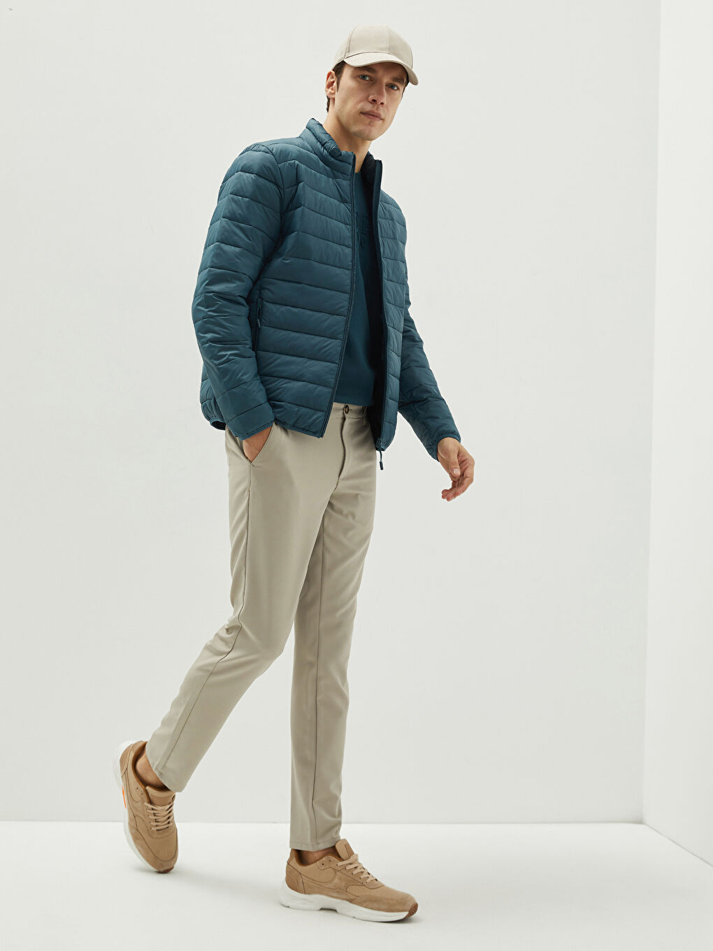 Bej Dar Kalıp Erkek Chino Pantolon