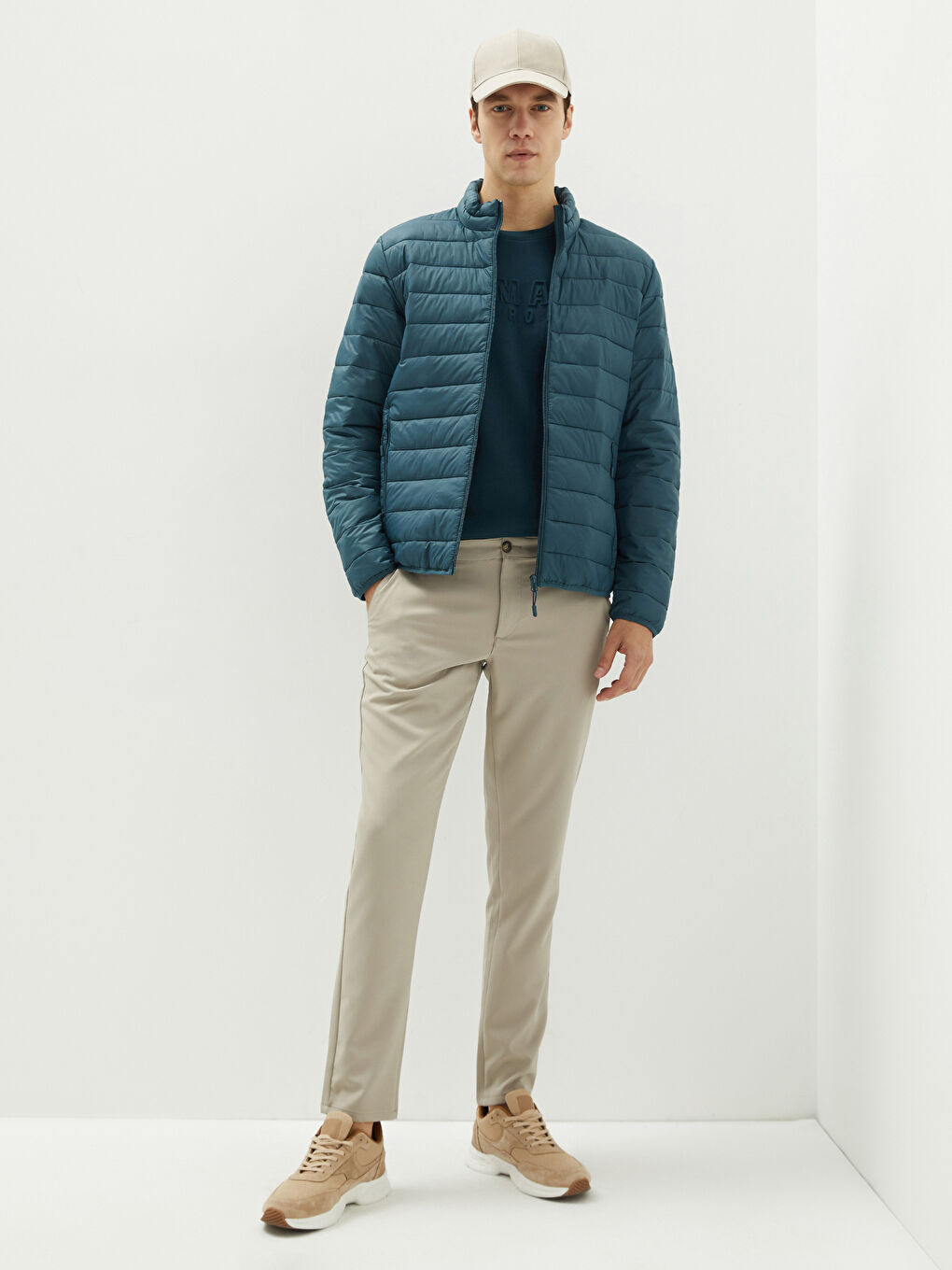 Bej Dar Kalıp Erkek Chino Pantolon-1