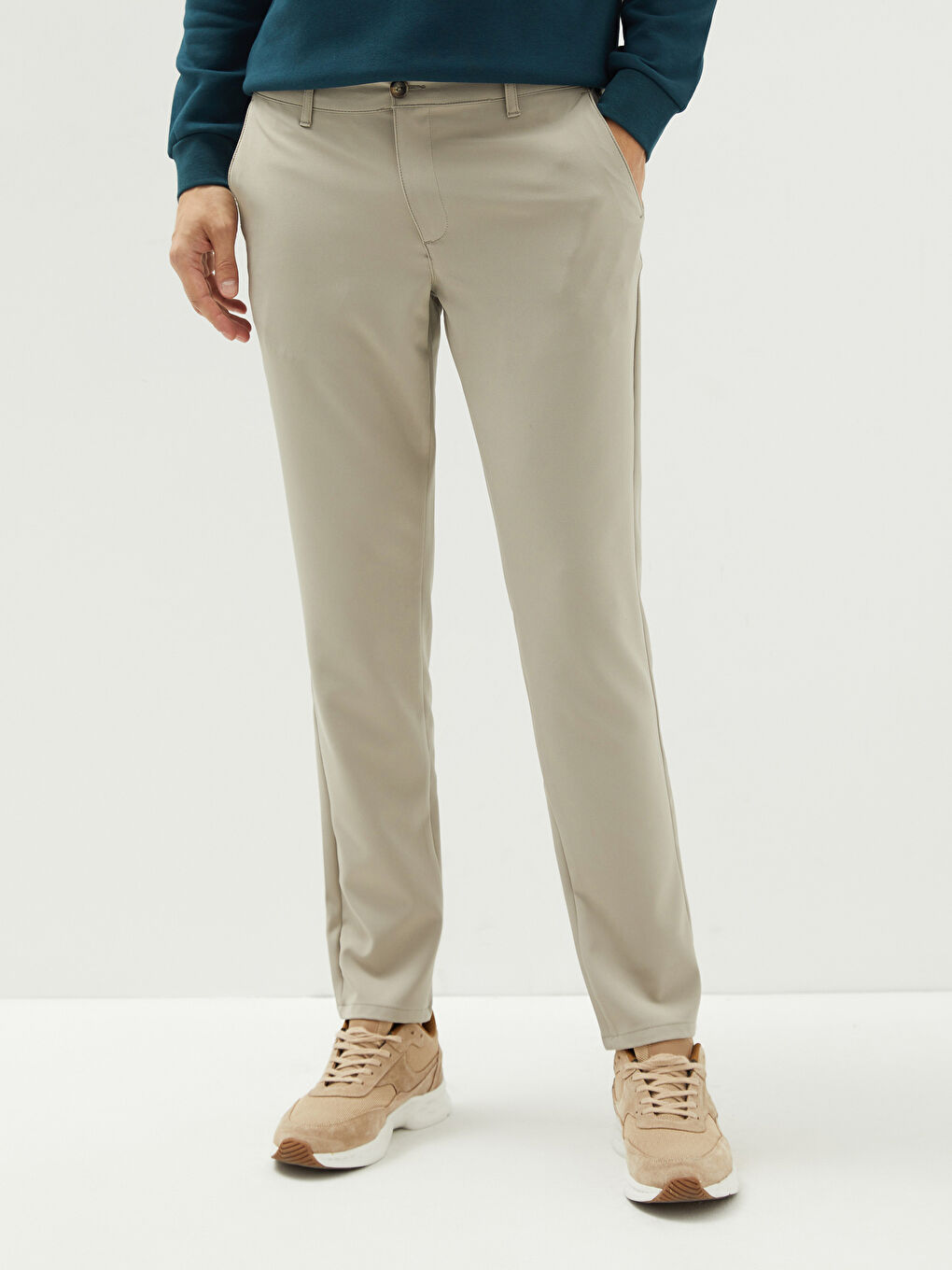 Bej Dar Kalıp Erkek Chino Pantolon-3