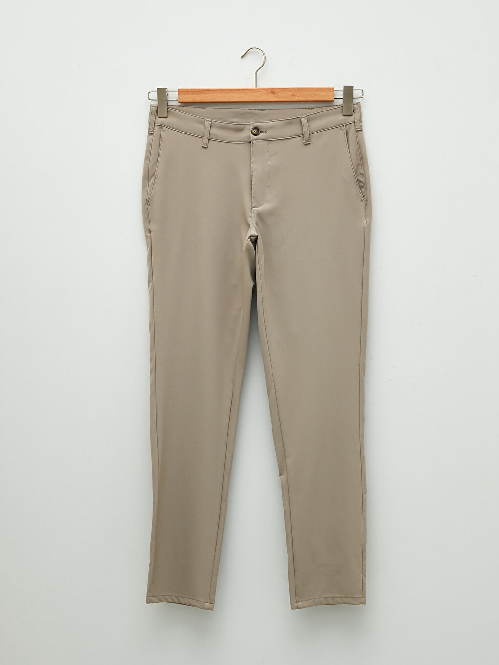 Bej Dar Kalıp Erkek Chino Pantolon-5