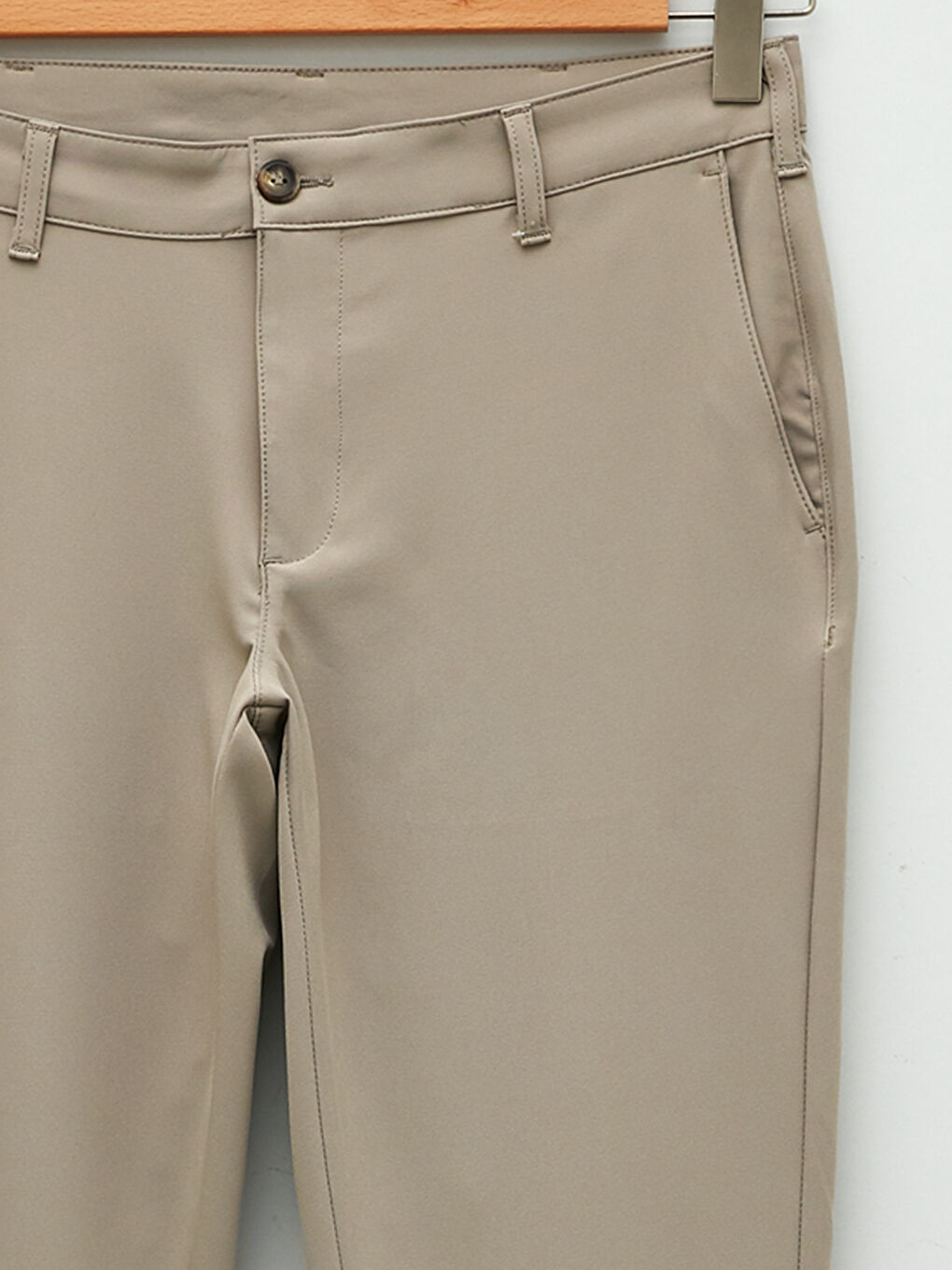 Bej Dar Kalıp Erkek Chino Pantolon-7