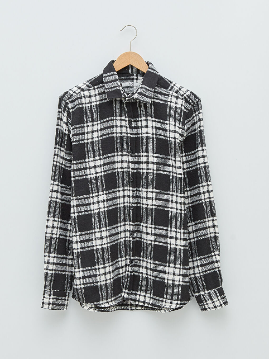 Beyaz Slim Fit Uzun Kollu Ekose Erkek Oduncu Gömlek-5